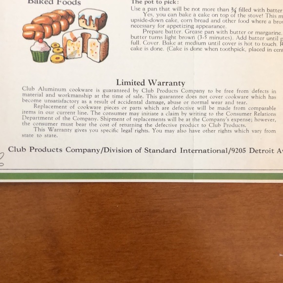 CLUB ALUMINUM CONSUMER RELATIONS DEPT LAMINATED CARE AND CLEANING CHART 1960’s - Picture 8 of 15